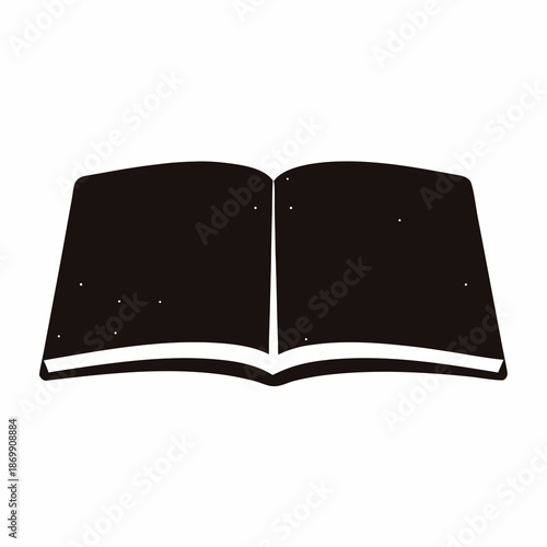 Silhouette of an open book with a stark black and white contrast