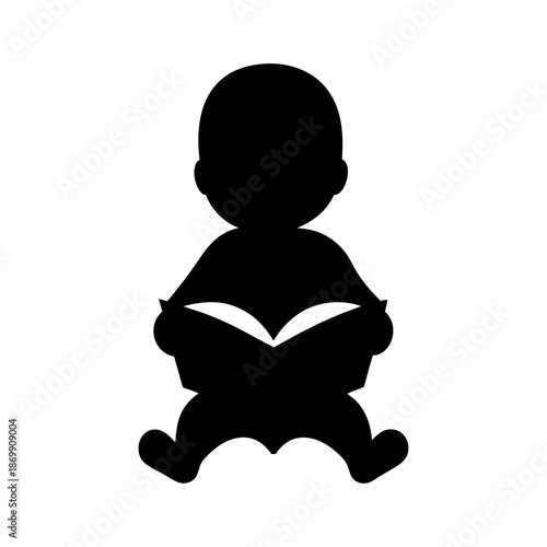 A baby in silhouette reading a book, representing early childhood education