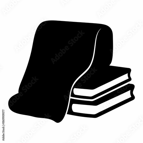 Silhouette of books and a draped cloth, reading materials and covering