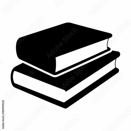 Illustration of a stack of two books in solid black silhouette