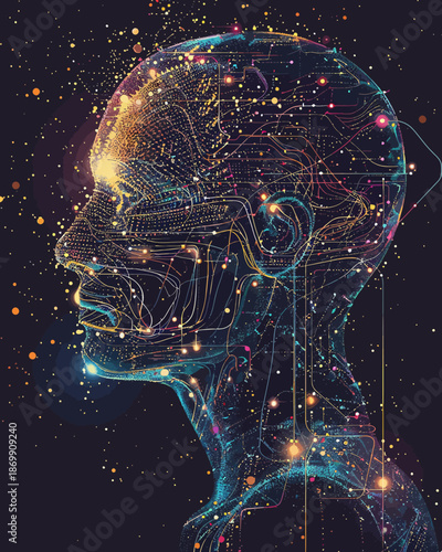 Human Mind as Supercomputer Concept Illustration