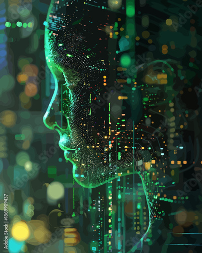 Human Mind as Supercomputer Concept Illustration