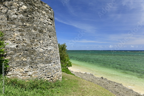 La Morne, Mauritius, Indian Ocean. One of the many 19th century martello towers built by the British at Prairie beach.