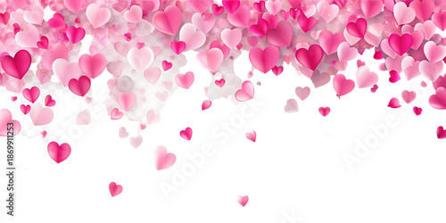 Pink hearts falling on white to isolated on a transparent background falling hearts white background