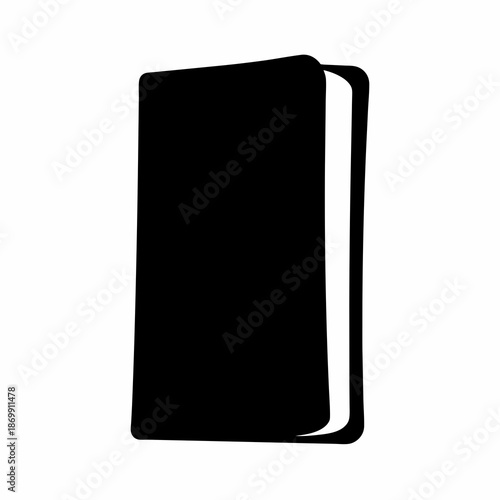 Illustration of a closed black book with a small opening on the right