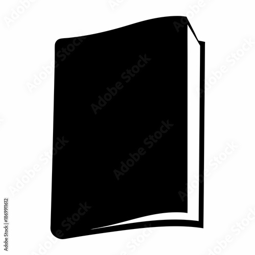 Silhouette of a closed book illustration against a white background image