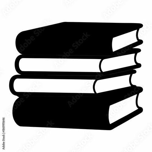 Simple black and white illustration of a stack of four books