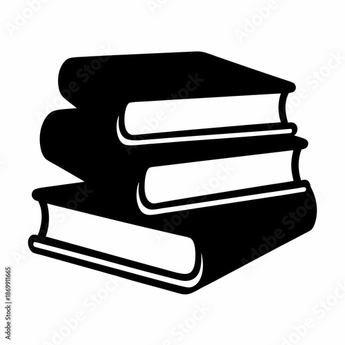 Stack of three books in a simple black and white vector graphic