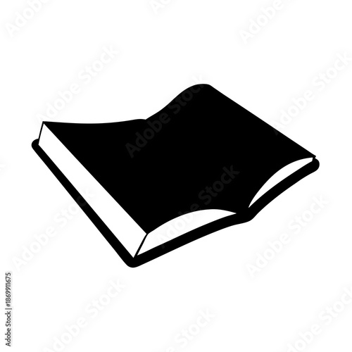 An Open Book with Black Pages and White Binding Vector Illustration