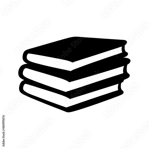 A simple black and white graphic of a stack of three books