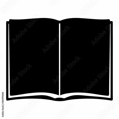 Silhouette of an open book with blank pages ready for reading