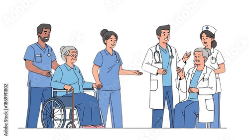 Medical professionals and patient in consultation at a healthcare facility