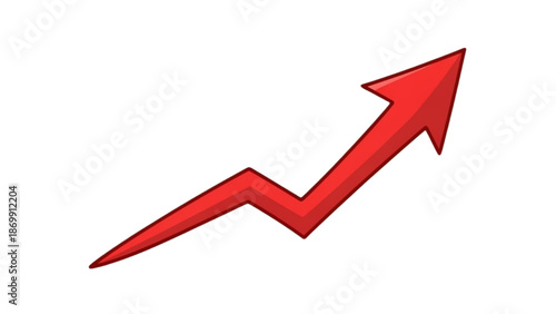 A red arrow pointing upwards with a zigzag pattern indicating growth and progress