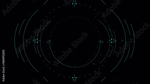 Futuristic Digital HUD Interface with Circular Elements and Glowing Lights.