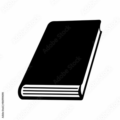 Black book with a textured side view on a white background