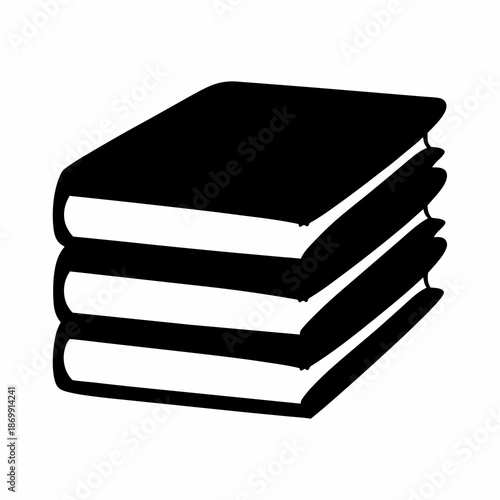 A simple minimalist black and white line drawing of a stack of books