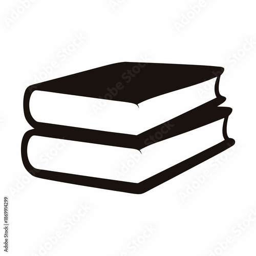 Two stacked books in black and white minimalistic vector illustration graphic