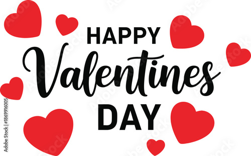 Happy valentine's day wishes with red hearts