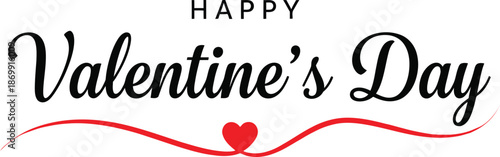 Happy valentine's day wishes with red heart and ribbon