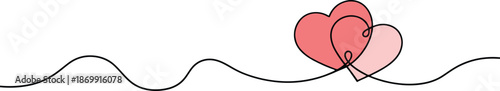 Continuous Line Art of Two Connected Hearts