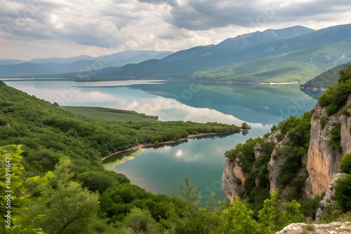 Albania mountains lakes scenic nature tourism travel destination Europe vacation adventure outdoor promotion marketing poster concept journey