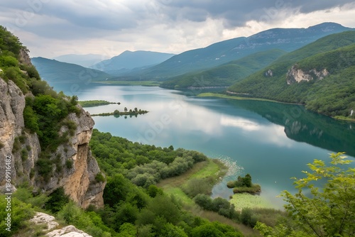 Albania mountains lakes wilderness nature tourism travel destination Europe vacation adventure scenic outdoor promotion marketing poster journey