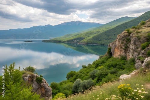 Albania mountain lakes natural landscape tourism destination Europe travel vacation adventure scenic outdoor promotion marketing banner journey