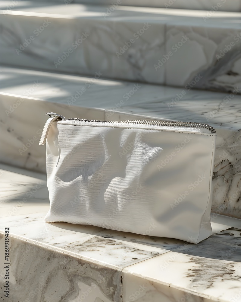 Naklejka premium Cosmetic Bag Makeup Bag Toiletry Bag Clutch Bag White Bag Fashion Accessory