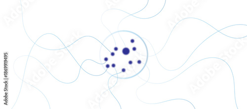 Abstract clean modern abstract composition featuring technology and connectivity Molecule Network With and Swirling wavey Lines on White surface  Background.