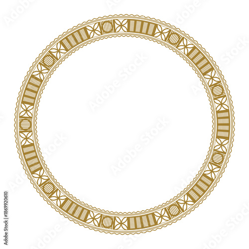 Golden round vintage frame in art nouveau style. Version 2. Vector illustration