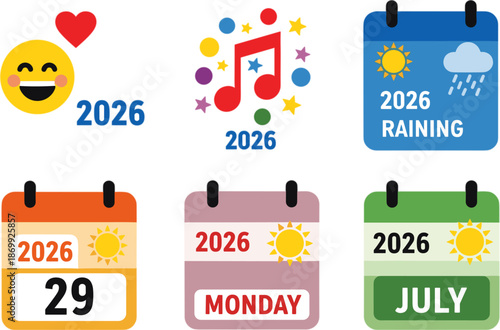 Celebrate 2026 with Colorful Vector Calendar Illustrations