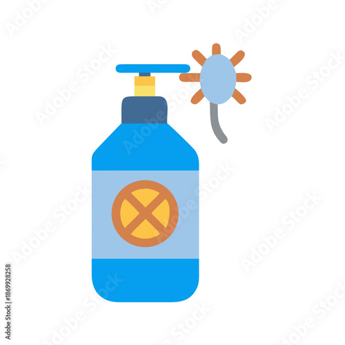 Insect repellent spray bottle illustration on black background indicating pest control