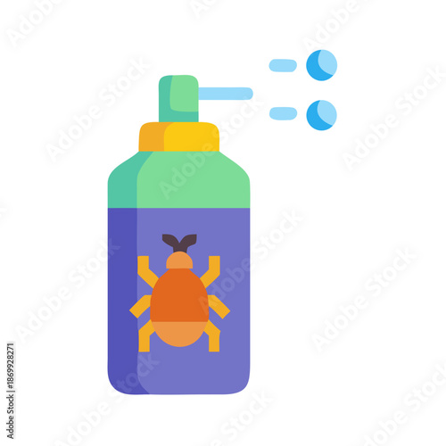 Pest Control Spray Bottle Icon with Insect on a Black Background
