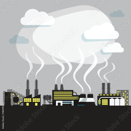 nuclear power plant with smoke
