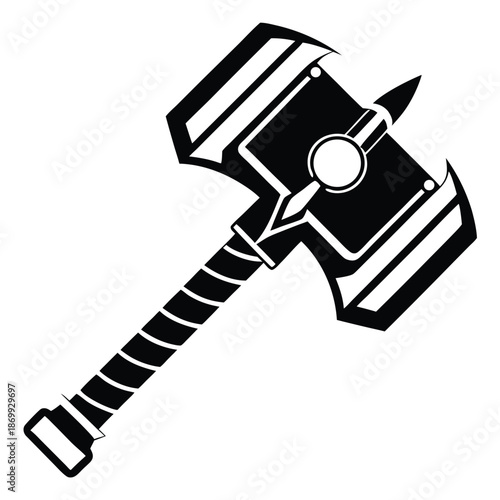 Ancient Scandinavian Thor Hammer Mjolnir Black Silhouette Icon