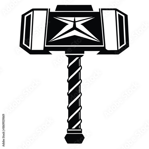 Heavy Duty Mjolnir Hammer Silhouette Norse Mythology Symbol