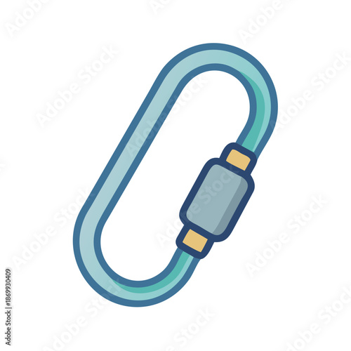 Illustration of a carabiner, gear for climbing and outdoor activities, clip lock