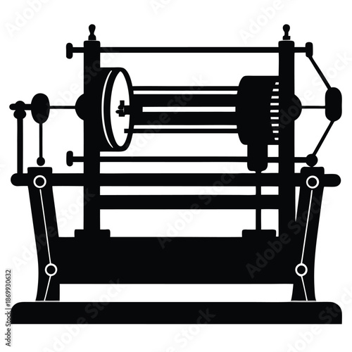 Vintage Loom Machine Silhouette for Textile Industry Manufacturing