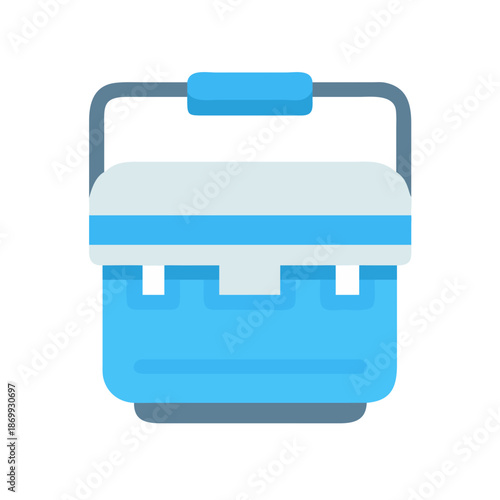 Isolated cooler box icon for picnics and outdoor activities with a flat design.
