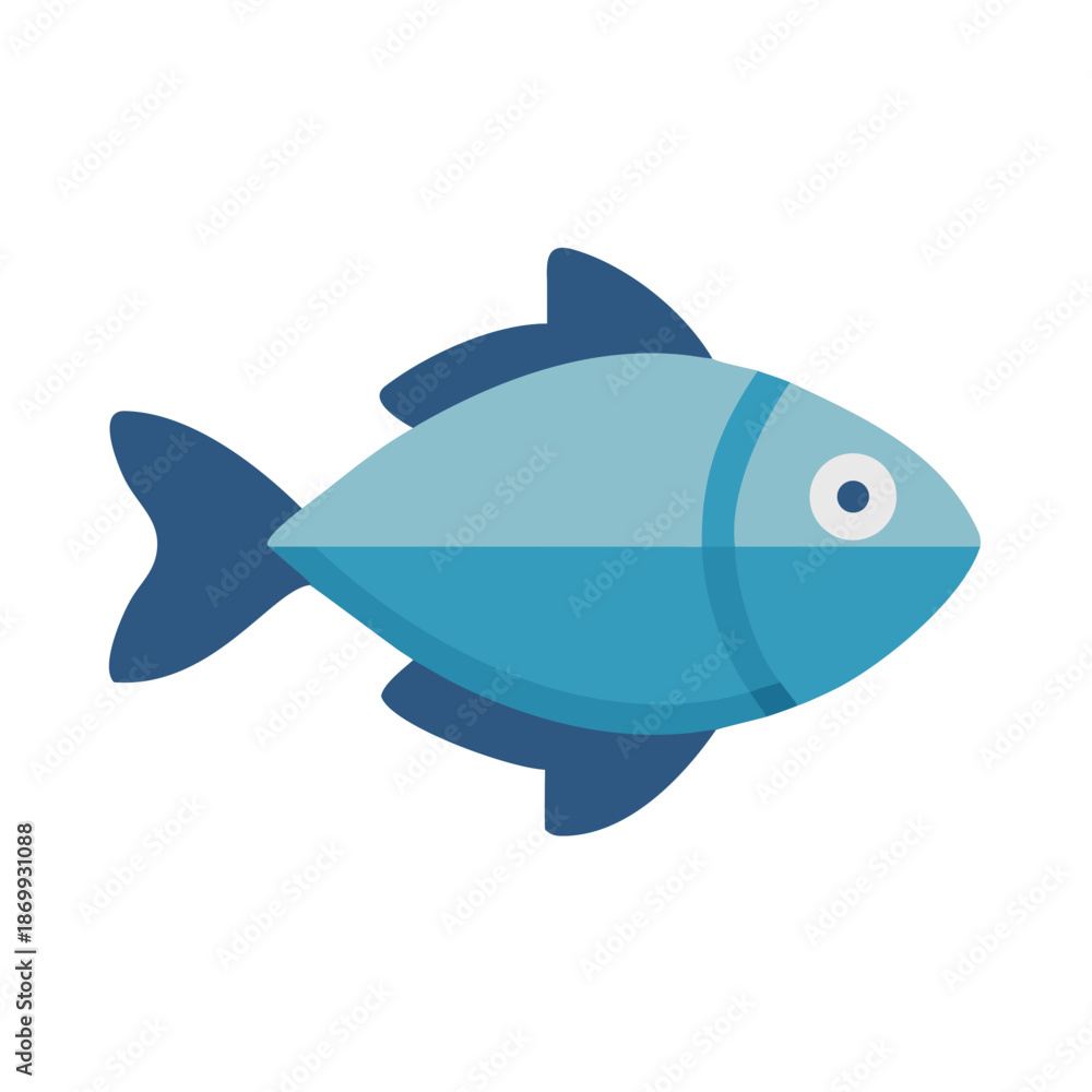 Obraz premium Isolated flat vector illustration of a blue fish on a black background