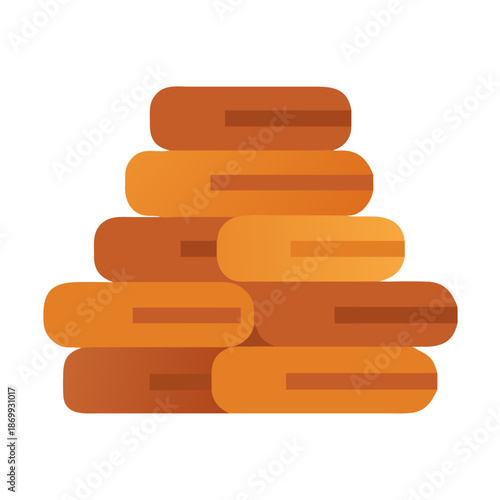 Abstract stack of oblong shapes on black background in warm earthy tones