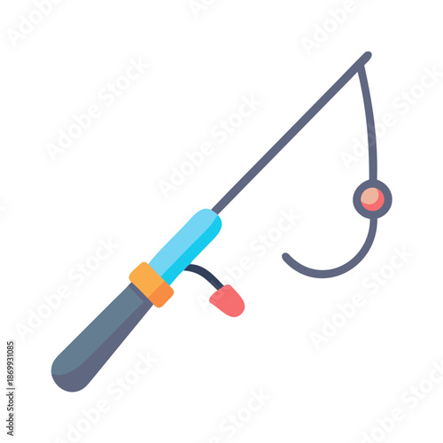Fishing Rod Illustration: Recreational Fishing Gear for Outdoor Activities and Hobby