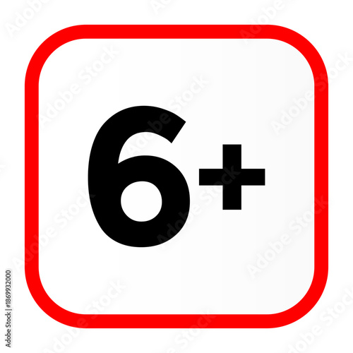 Content Rating Age Restriction Six Plus Red Square Icon