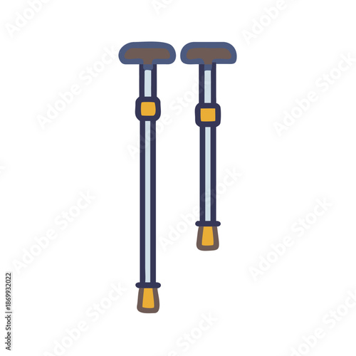 Illustrated pair of adjustable walking canes on black background for medical needs