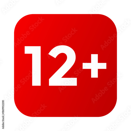 Official Red Twelve Plus Age Restriction Content Rating Symbol