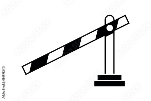 A black and white illustration of a road barrier in the down position