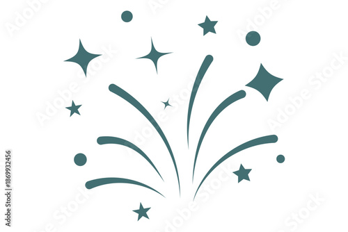 Independence Day fireworks icon. Vector Golden Doodle Fireworks. Celebration, Party Icon, Anniversary, New Year Eve. Firework icon set. Fourth of July celebration symbol, Independence Day design icons