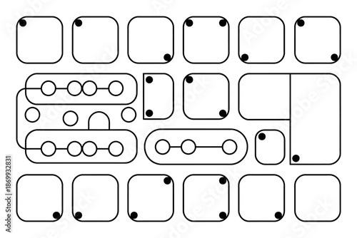 A black and white illustration of a complex maze with multiple paths and connections