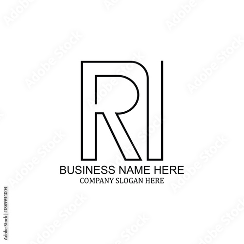 RI Negative Space Logo Design – Minimalist Modern Letter RI Monogram Brand Logo