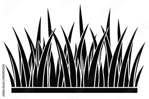 Black Silhouette of Fresh Growing Grass Blades for Garden and Outdoor Projects